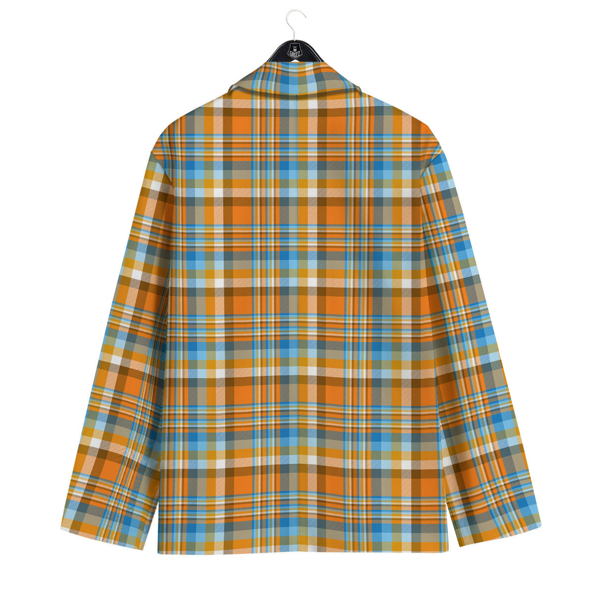 Madras Blue And Orange Print Pattern Men's Sport Coat-grizzshop