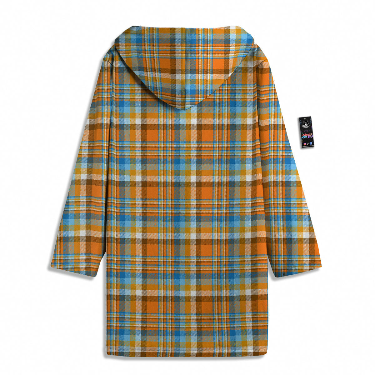 Madras Blue And Orange Print Pattern Men's Windbreaker Jacket-grizzshop