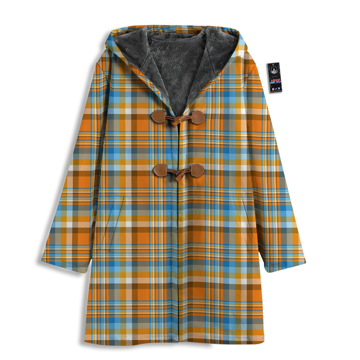 Madras Blue And Orange Print Pattern Men's Windbreaker Jacket-grizzshop