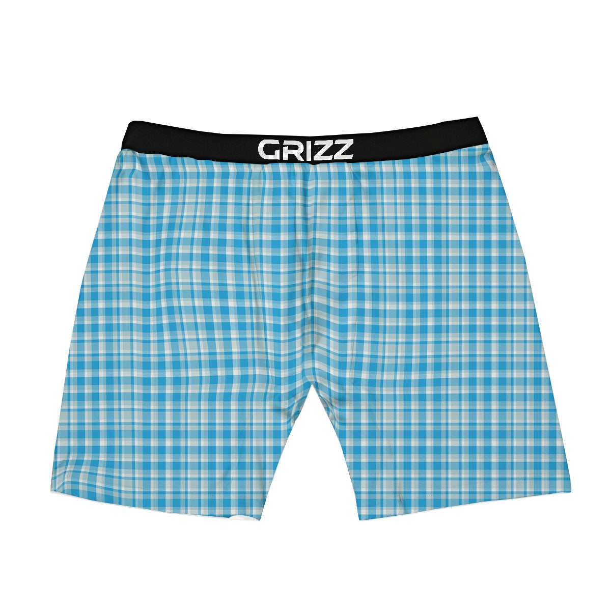 Madras Blue Print Pattern Boxer Briefs-grizzshop