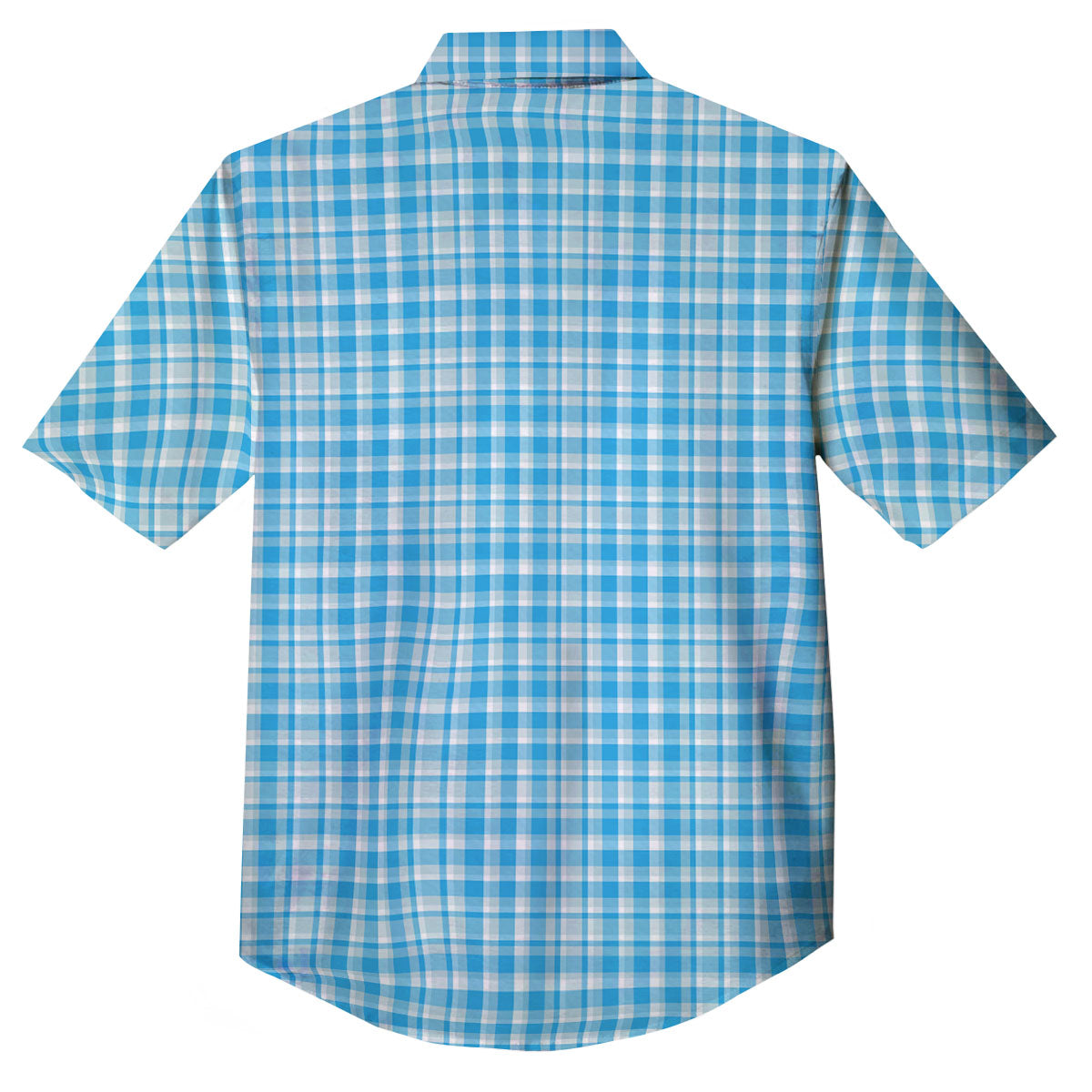 Madras Blue Print Pattern Button Up Shirt-grizzshop