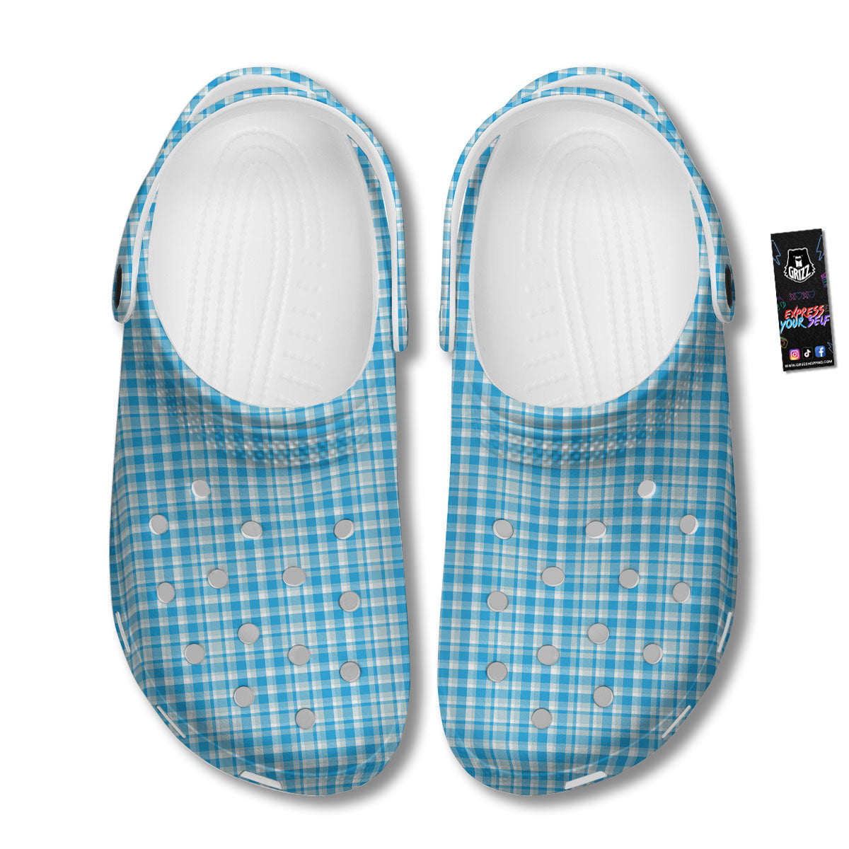 Madras Blue Print Pattern Clog-grizzshop