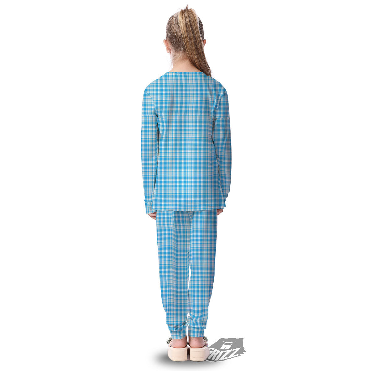 Madras Blue Print Pattern Kid's Pajamas-grizzshop