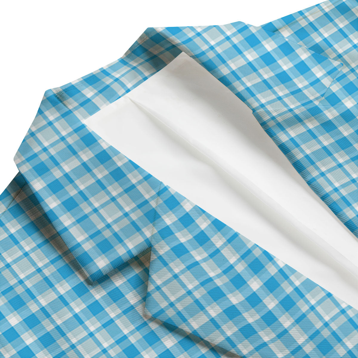 Madras Blue Print Pattern Men's Blazer-grizzshop