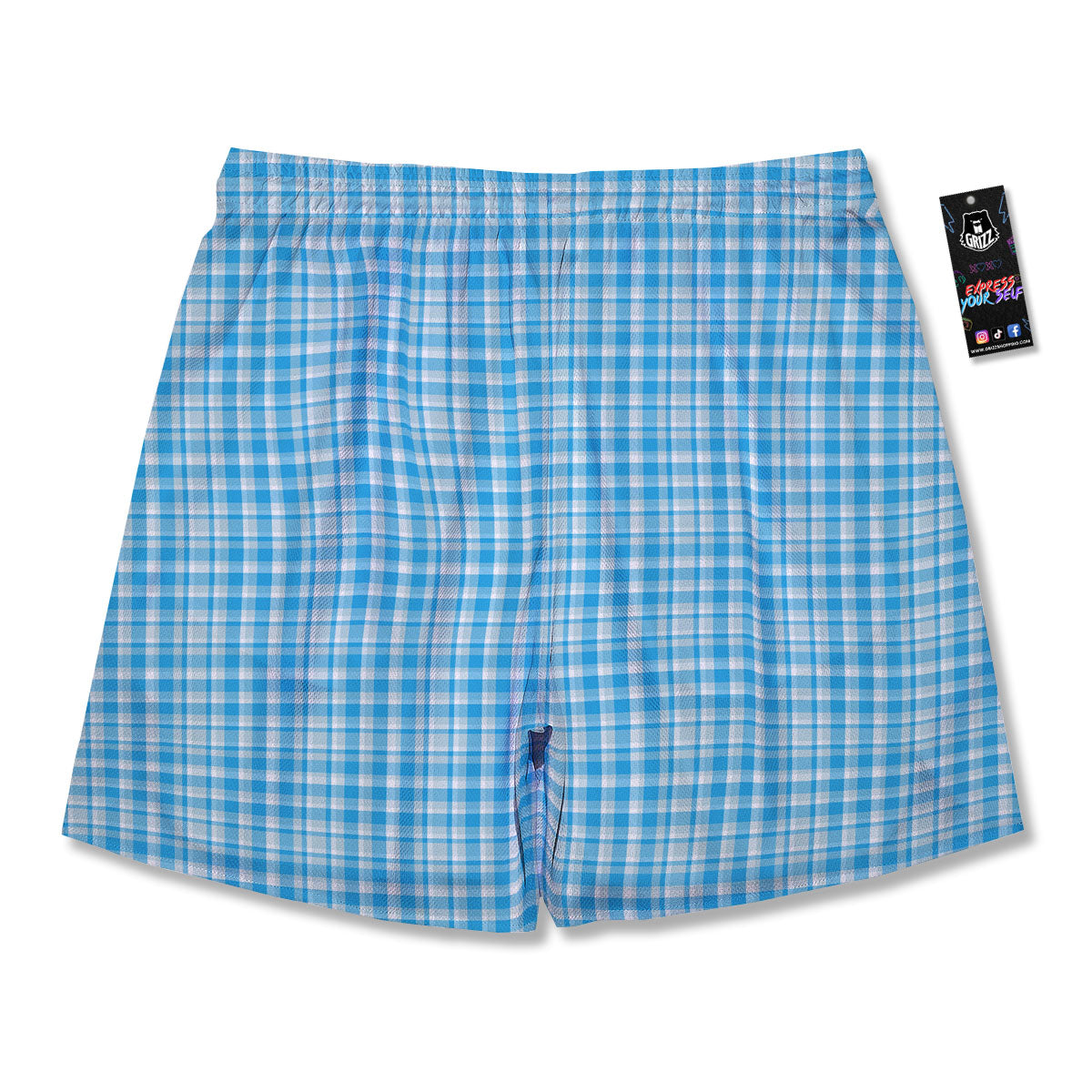 Madras Blue Print Pattern Men's Running Shorts-grizzshop
