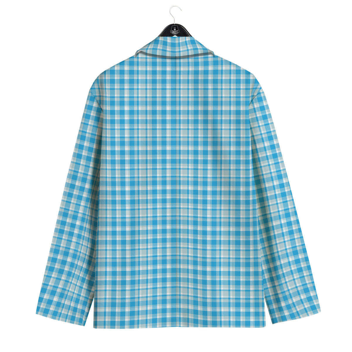 Madras Blue Print Pattern Men's Sport Coat-grizzshop