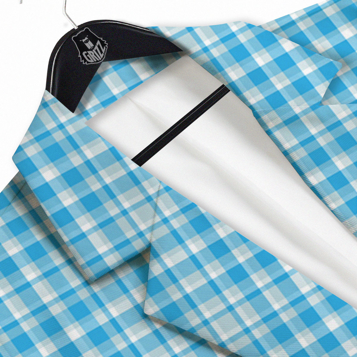 Madras Blue Print Pattern Men's Sport Coat-grizzshop