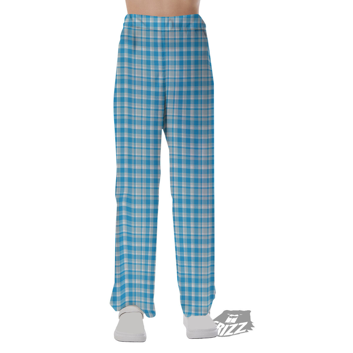 Madras Blue Print Pattern Pajama Pants-grizzshop