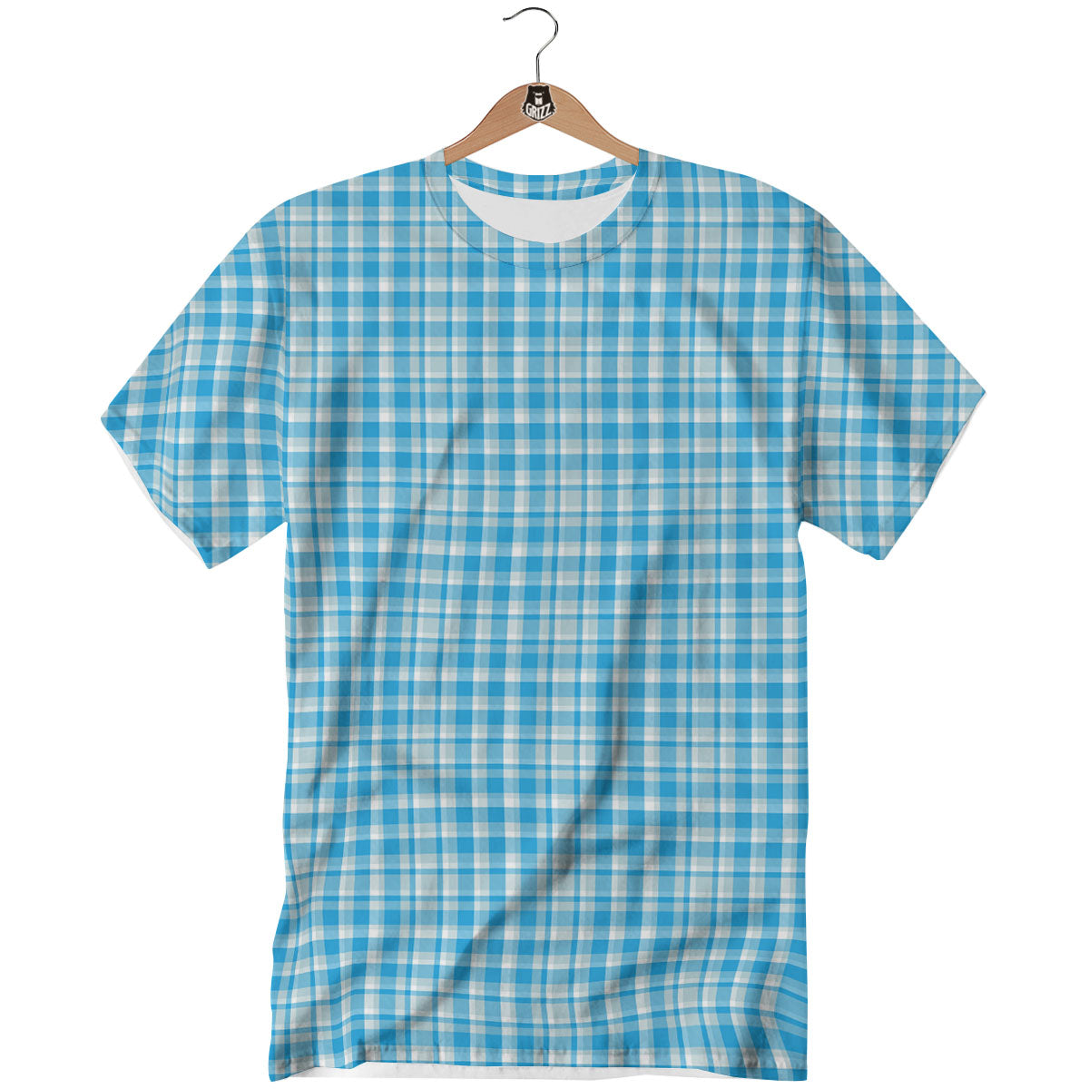 Madras Blue Print Pattern T-Shirt-grizzshop