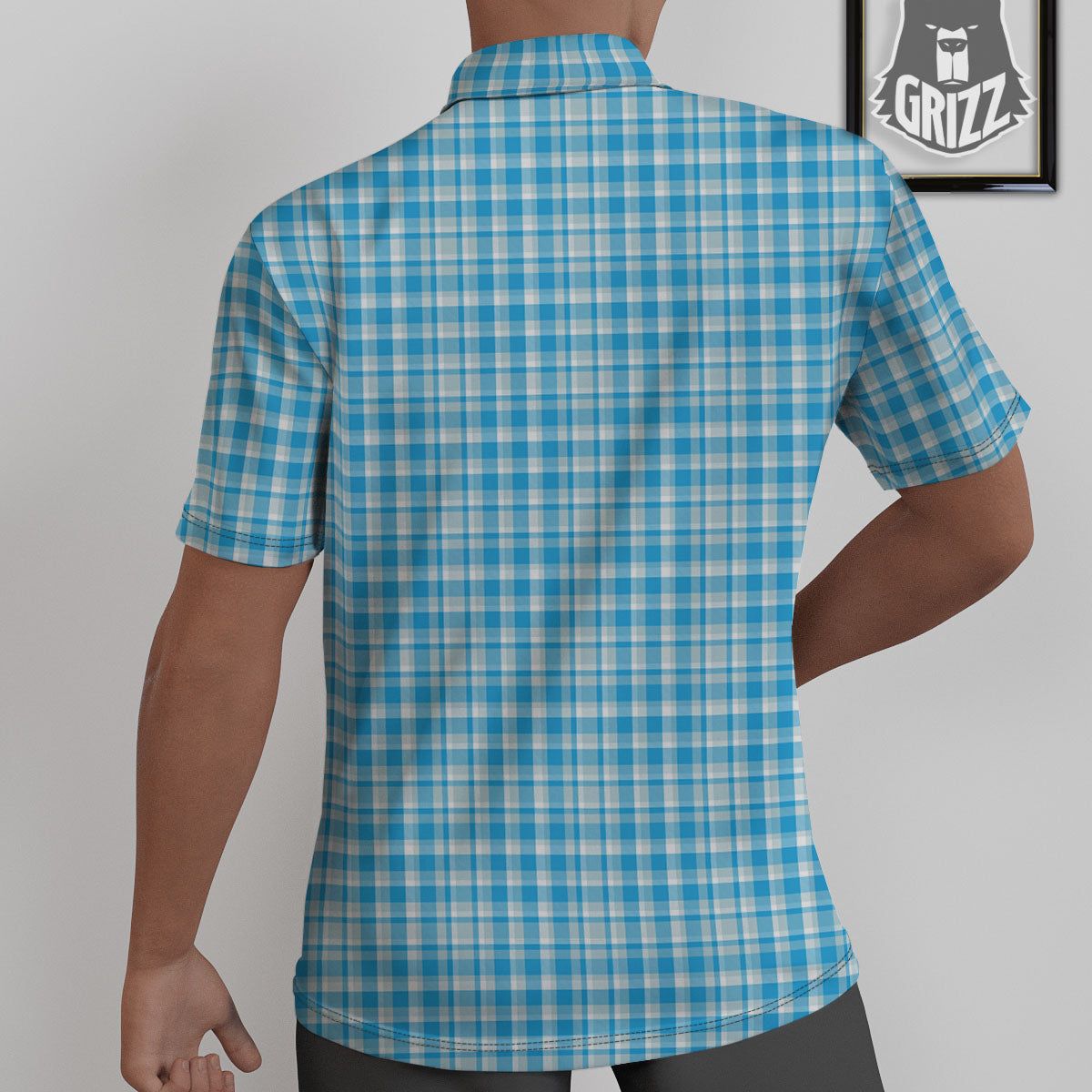 Madras Blue Print Pattern Untucked Shirts-grizzshop