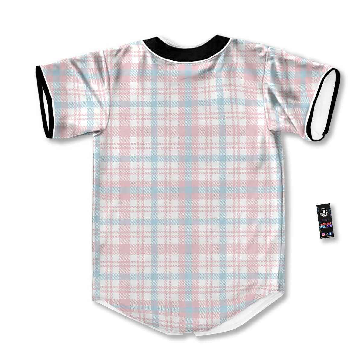 Madras Pastel Print Pattern Baseball Jersey-grizzshop