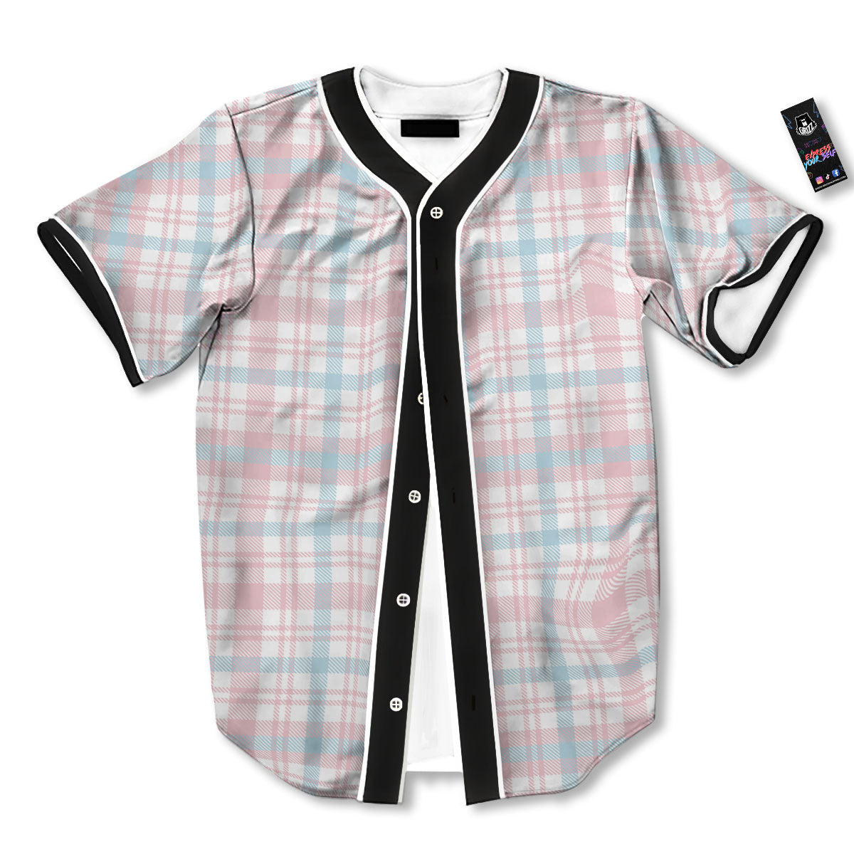 Madras Pastel Print Pattern Baseball Jersey-grizzshop