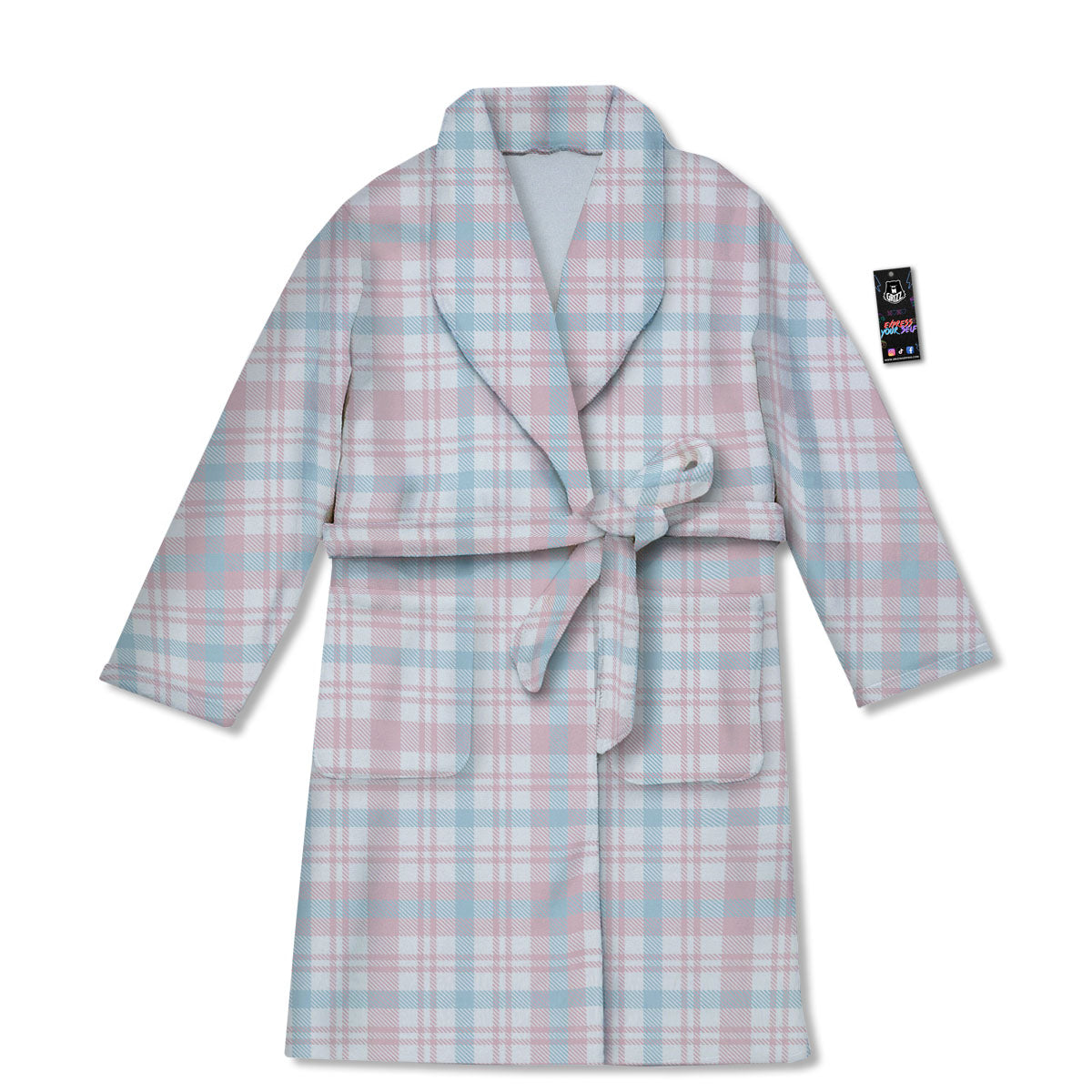 Madras Pastel Print Pattern Bathrobe-grizzshop