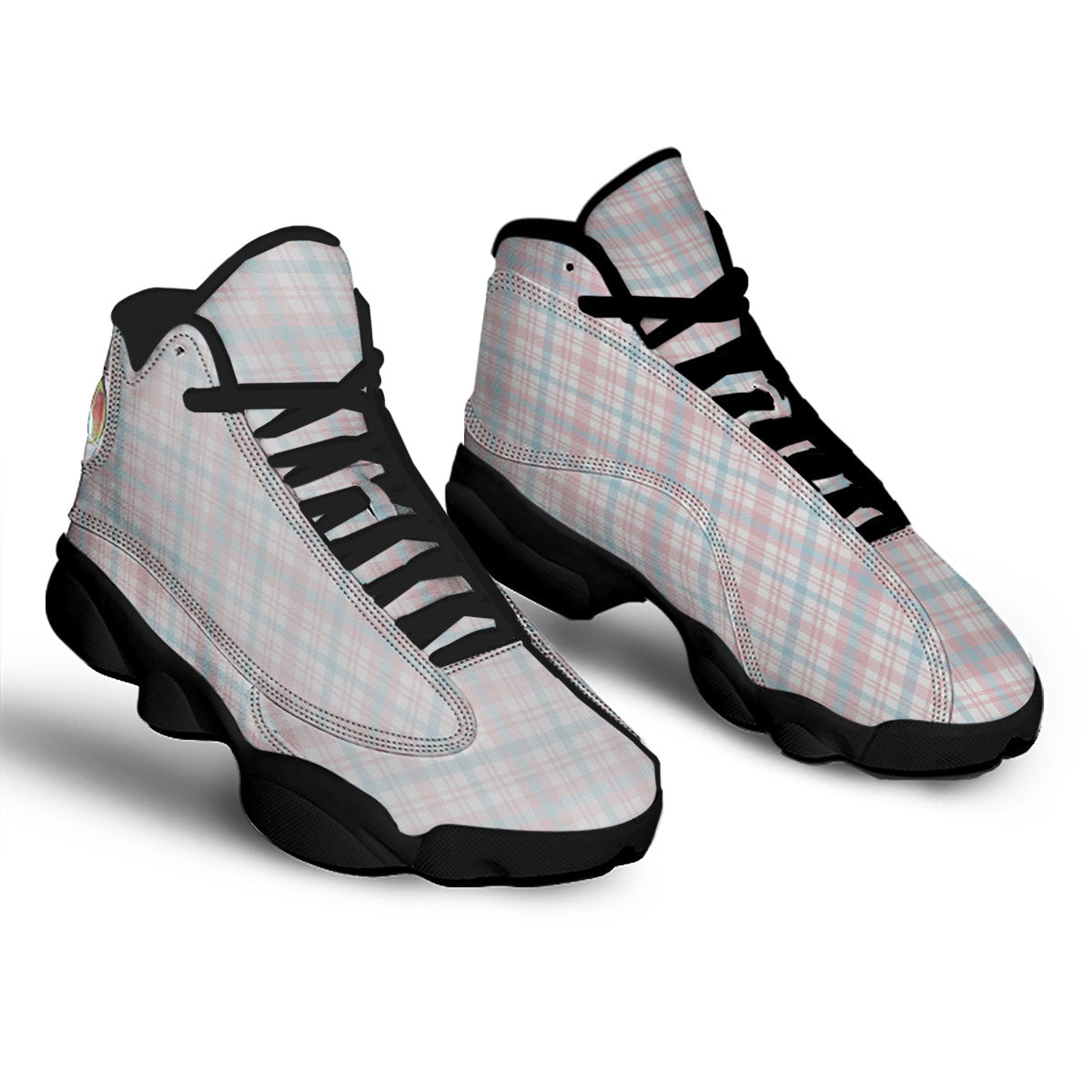 Madras Pastel Print Pattern Black Basketball Shoes-grizzshop