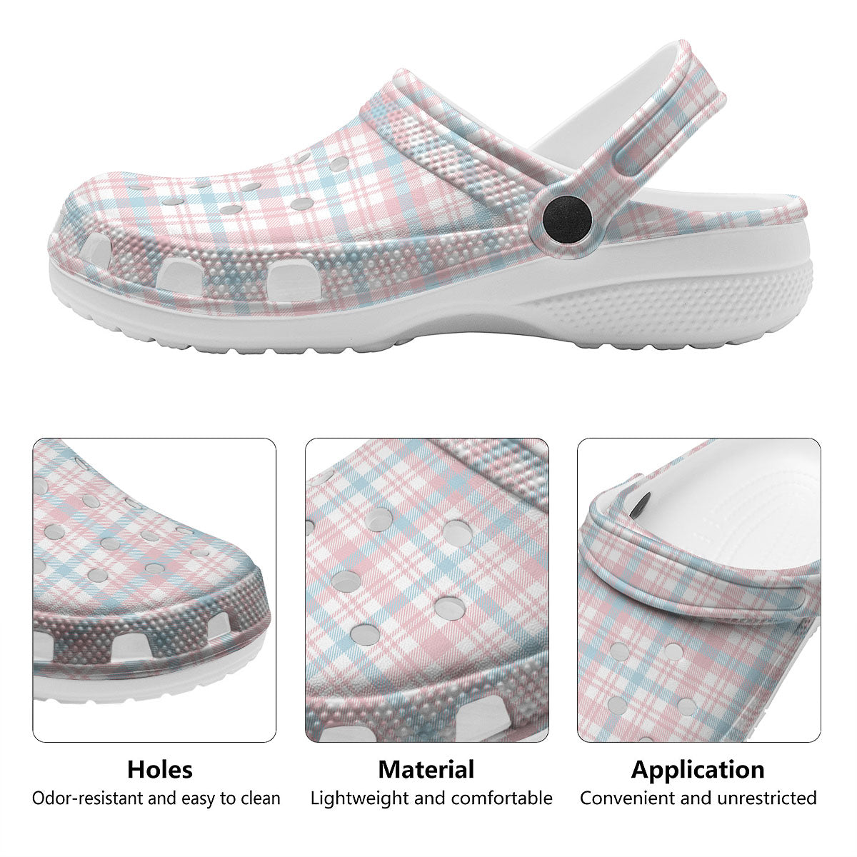 Madras Pastel Print Pattern Clog-grizzshop
