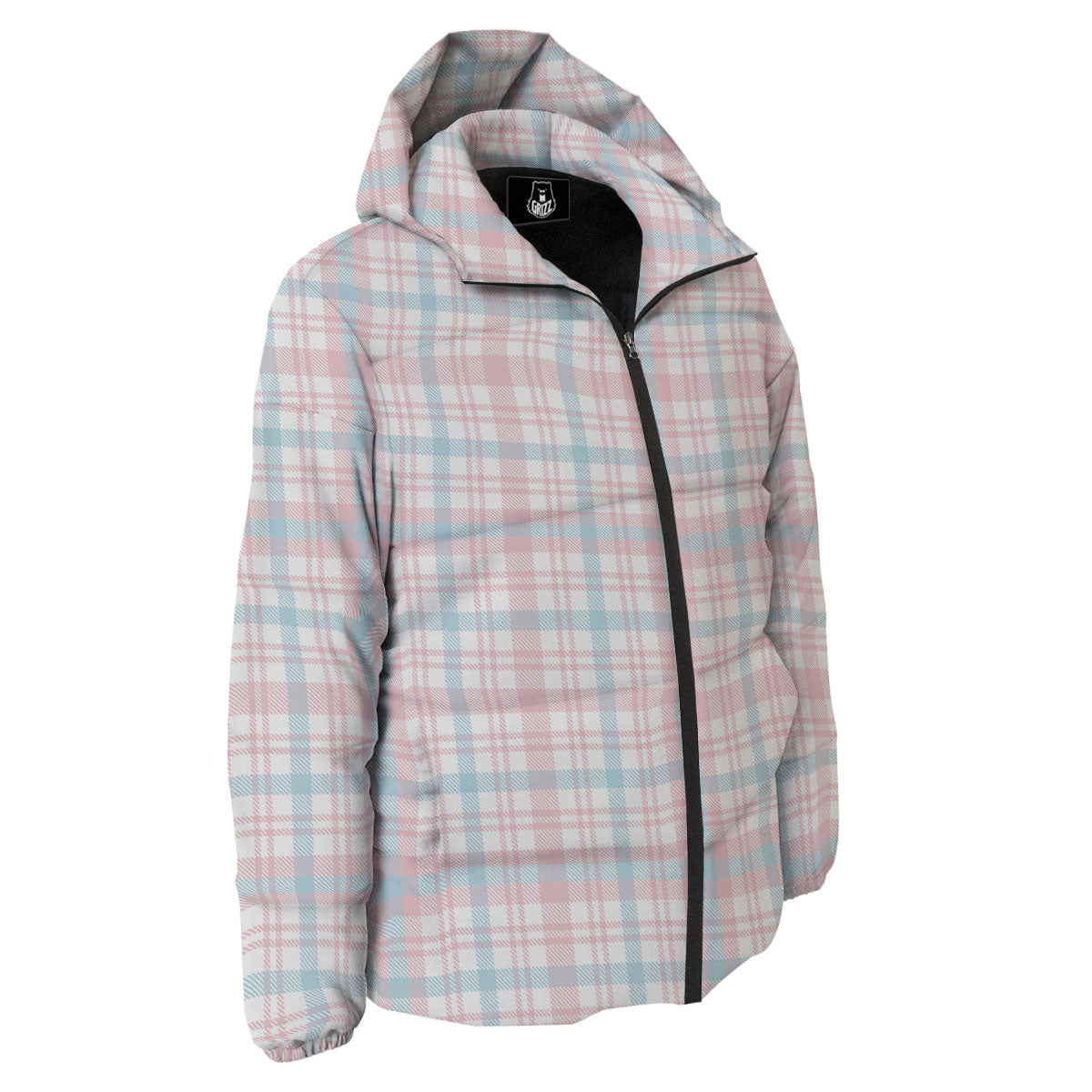 Madras Pastel Print Pattern Down Jacket-grizzshop