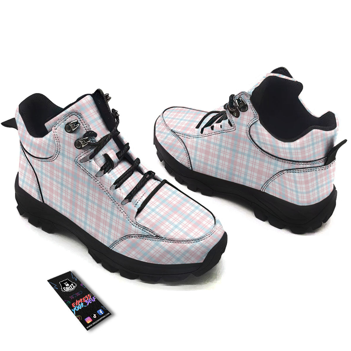Madras Pastel Print Pattern Hiking Shoes-grizzshop
