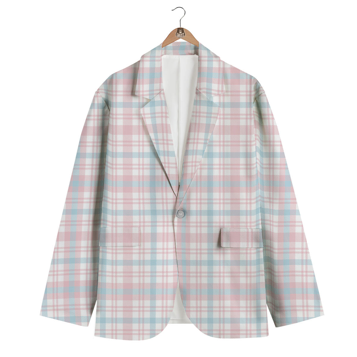 Madras Pastel Print Pattern Men's Blazer-grizzshop