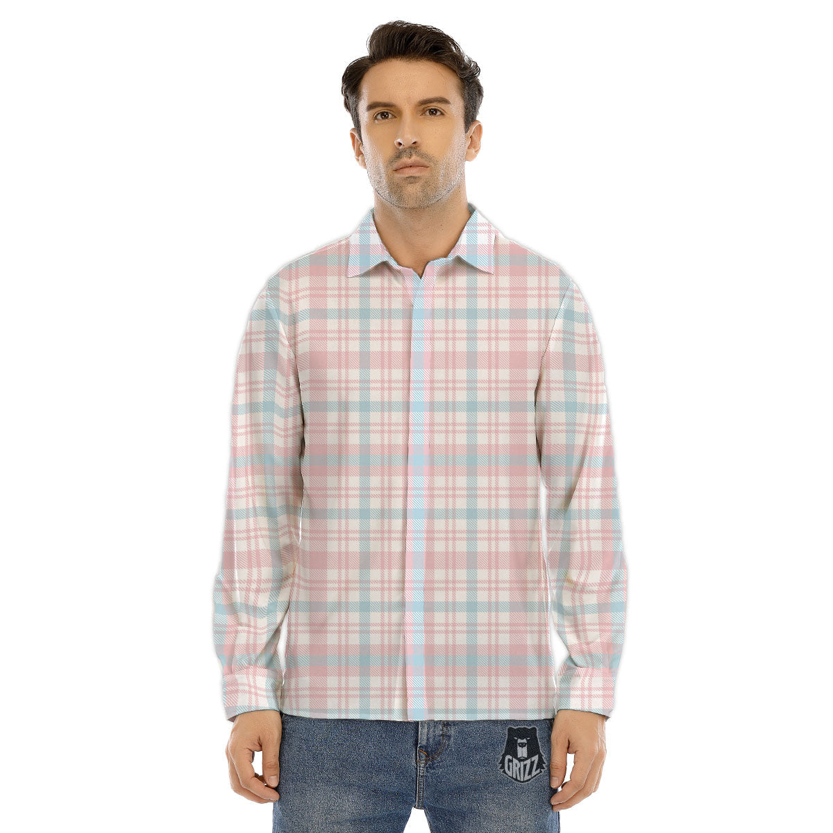 Madras Pastel Print Pattern Men's Dress Shirts-grizzshop