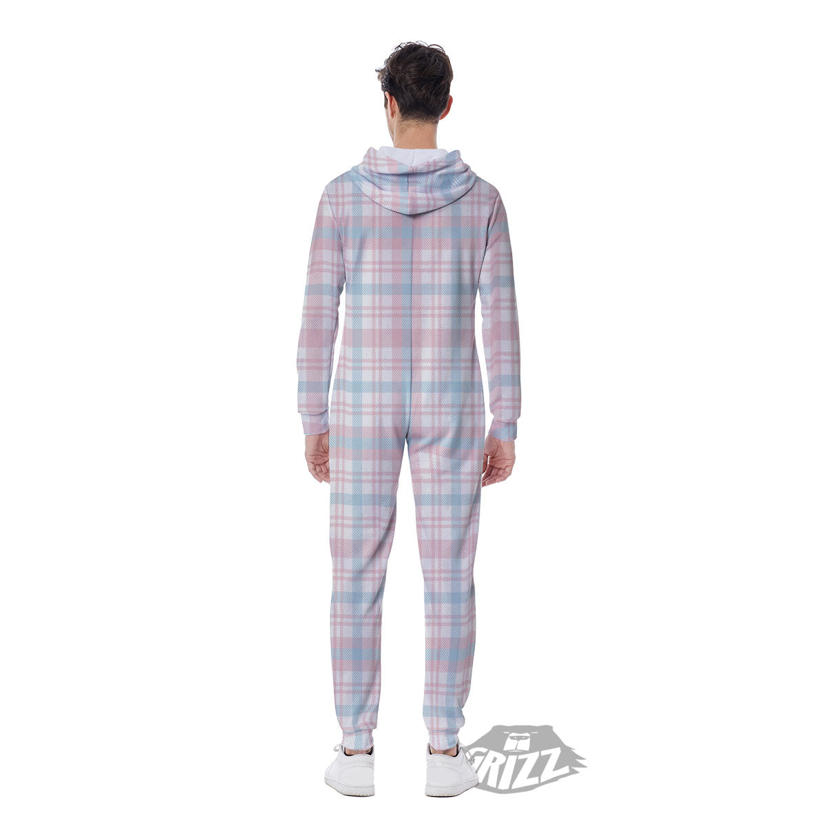Madras Pastel Print Pattern Men's Jumpsuit-grizzshop