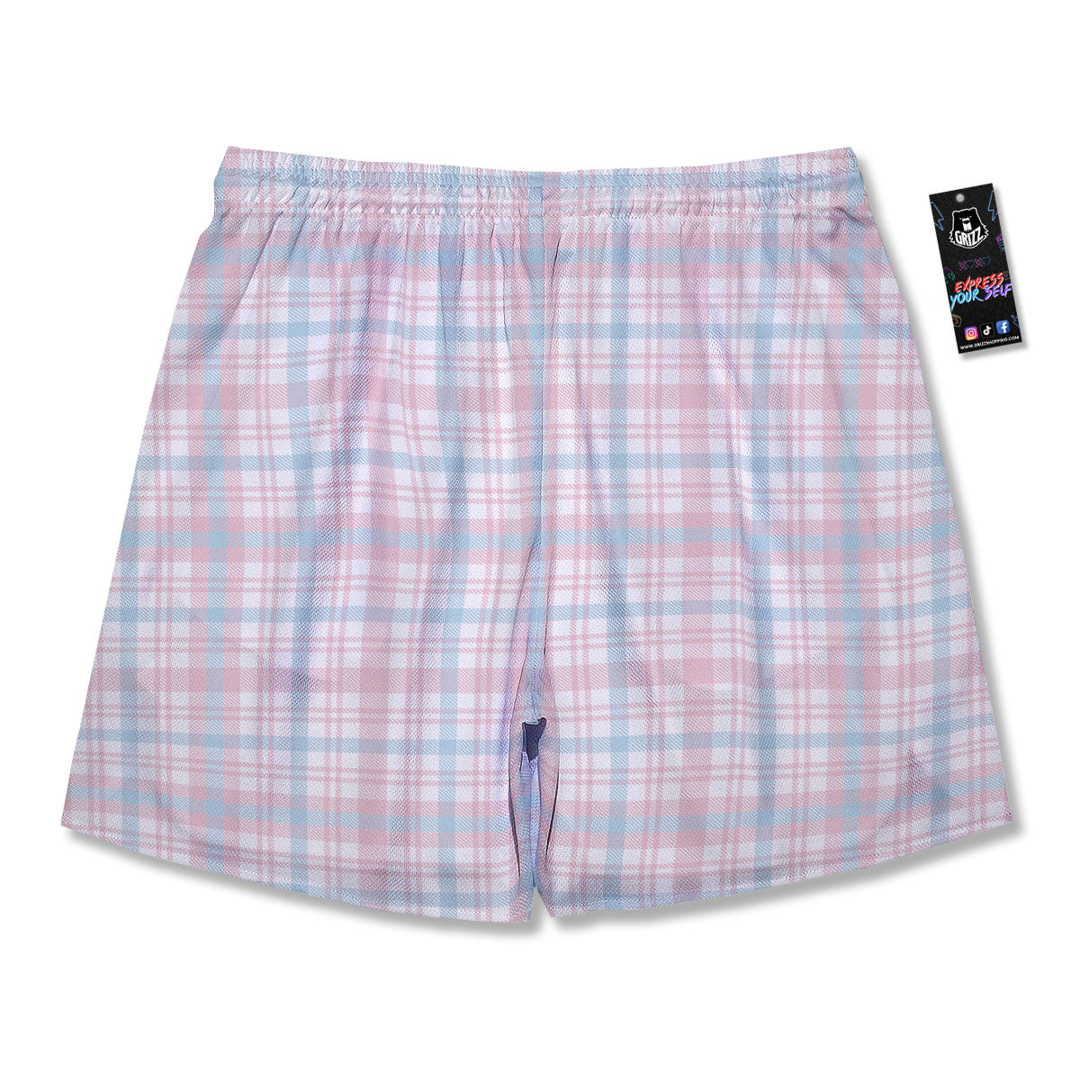 Madras Pastel Print Pattern Men's Running Shorts-grizzshop