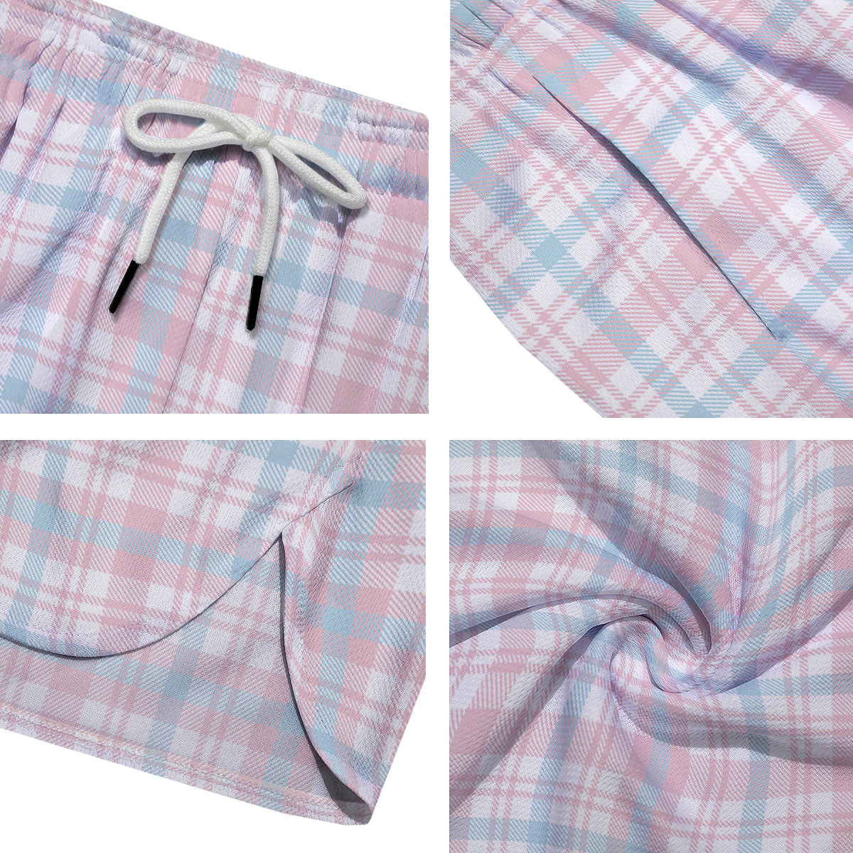 Madras Pastel Print Pattern Men's Running Shorts-grizzshop