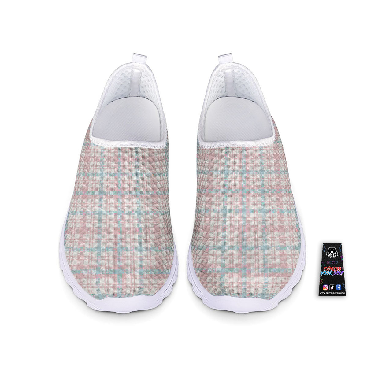 Madras Pastel Print Pattern Nurse Shoes-grizzshop