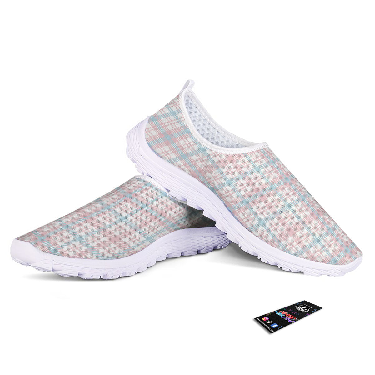 Madras Pastel Print Pattern Nurse Shoes-grizzshop