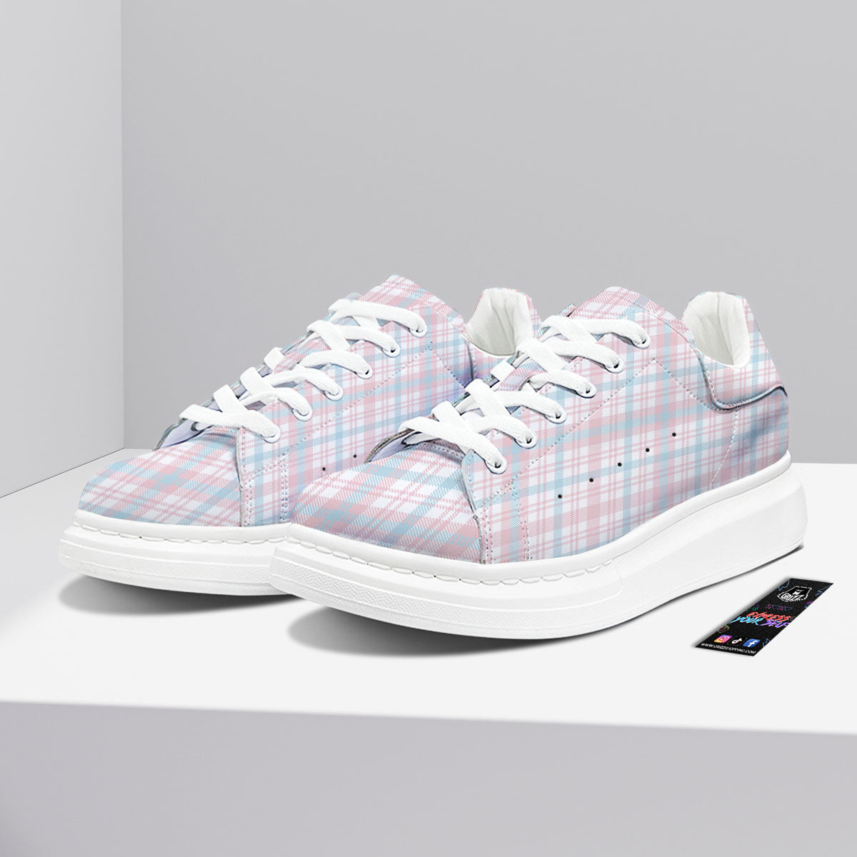 Madras Pastel Print Pattern Platform Shoes-grizzshop