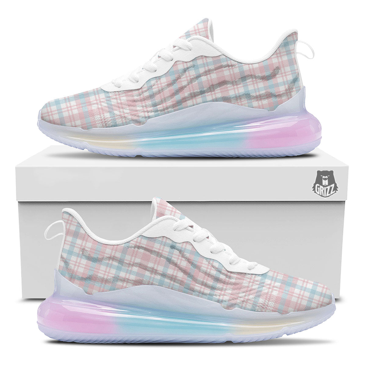 Madras Pastel Print Pattern Running Sneakers-grizzshop