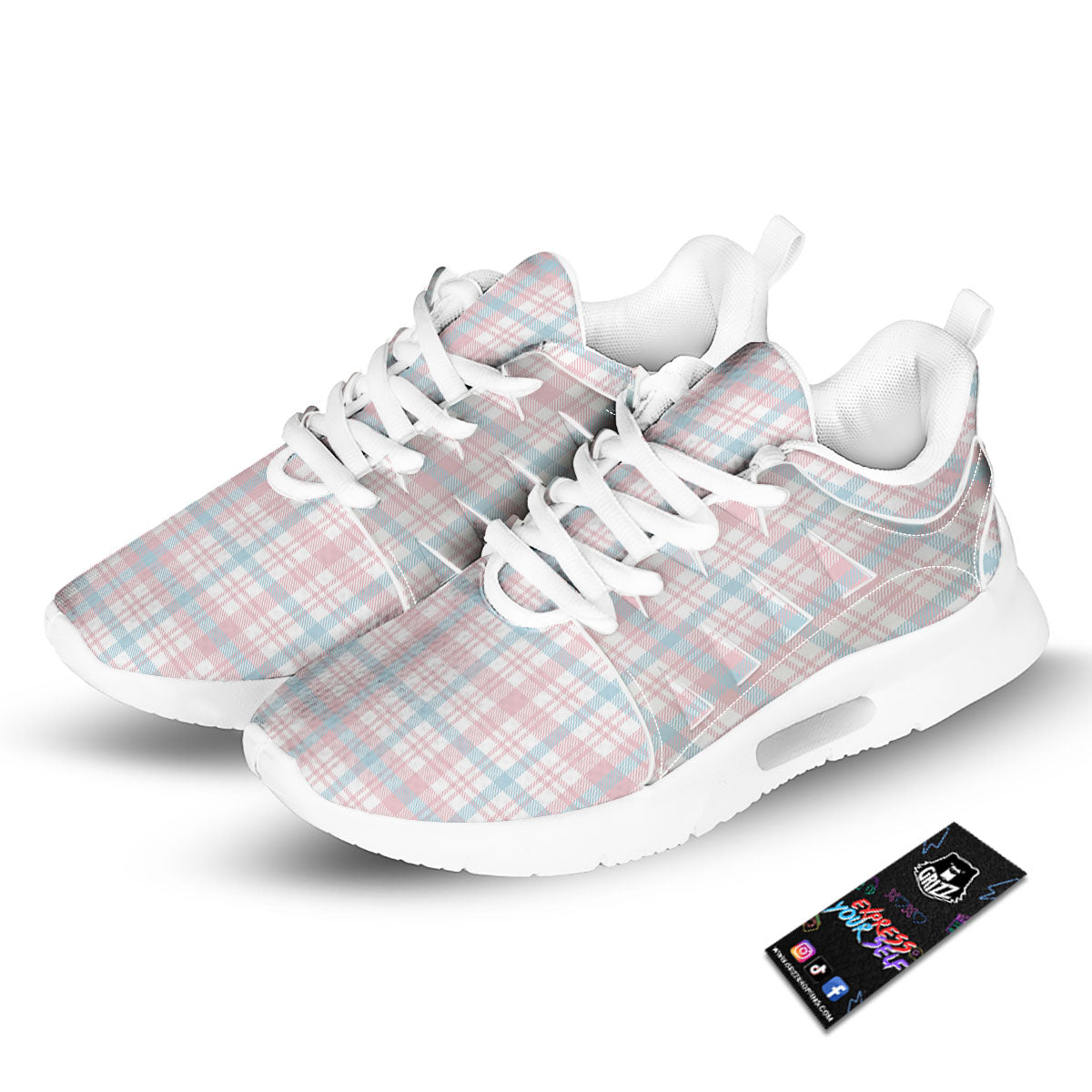 Madras Pastel Print Pattern Tennis Shoes-grizzshop