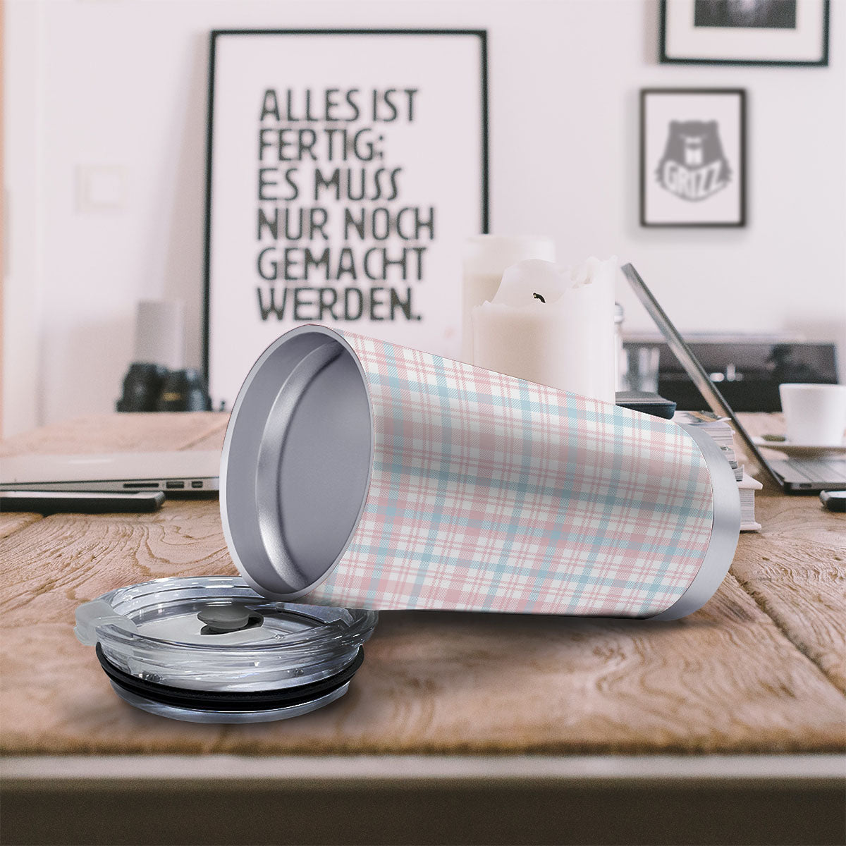 Madras Pastel Print Pattern Tumbler-grizzshop