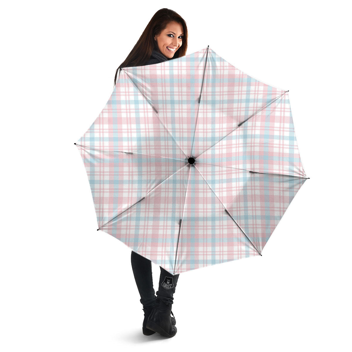 Madras Pastel Print Pattern Umbrella-grizzshop