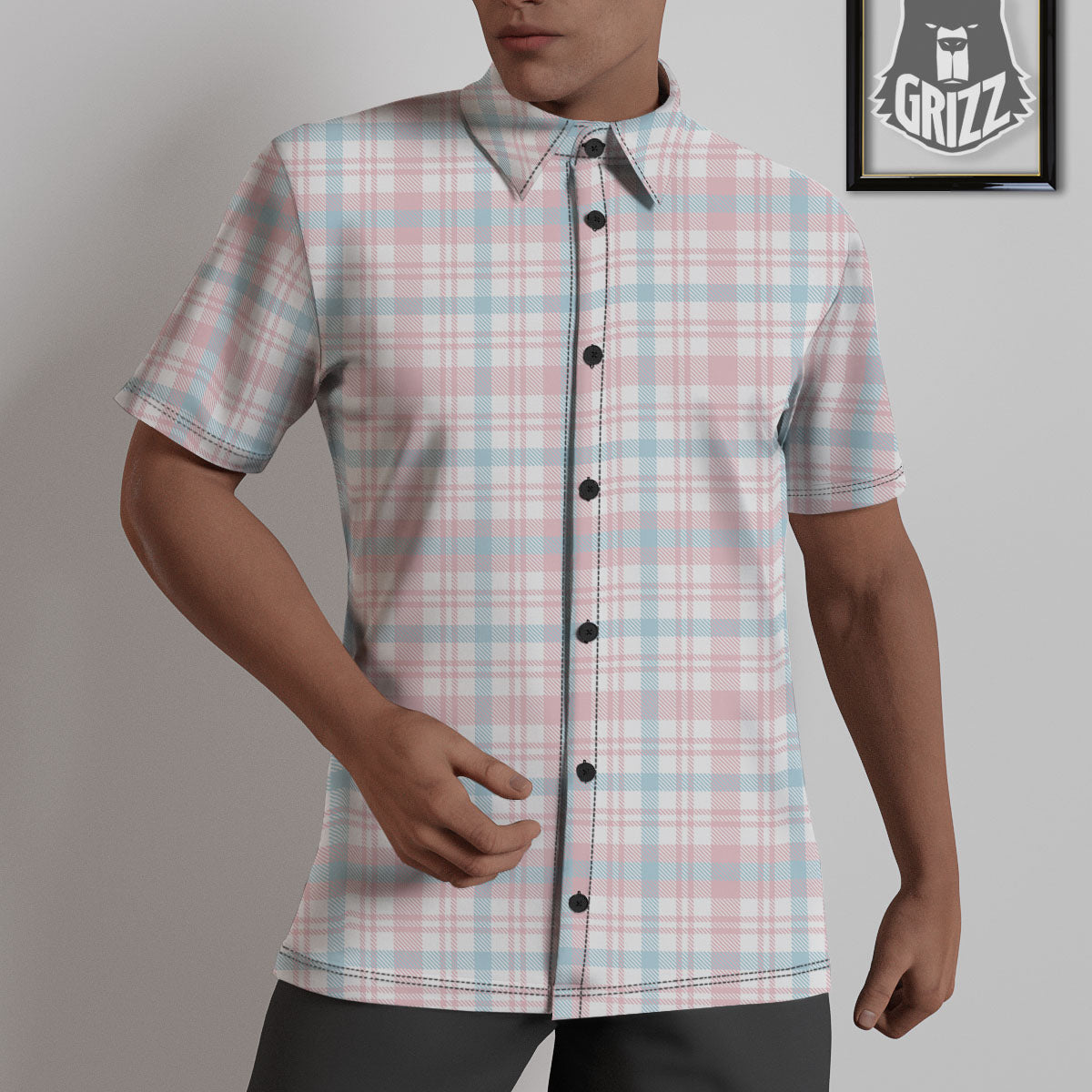 Madras Pastel Print Pattern Untucked Shirts-grizzshop
