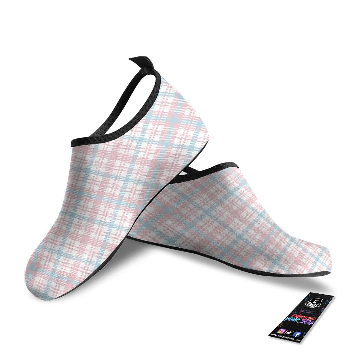 Madras Pastel Print Pattern Water Shoes-grizzshop
