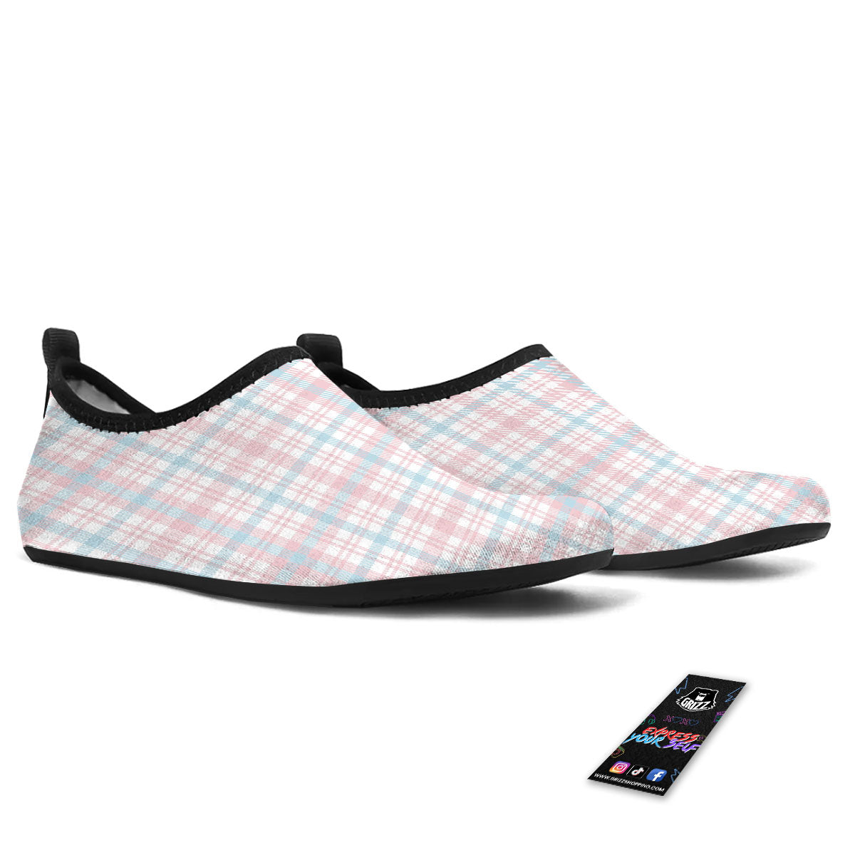 Madras Pastel Print Pattern Water Shoes-grizzshop