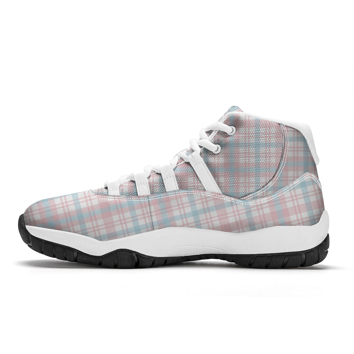Madras Pastel Print Pattern White Bball Shoes-grizzshop