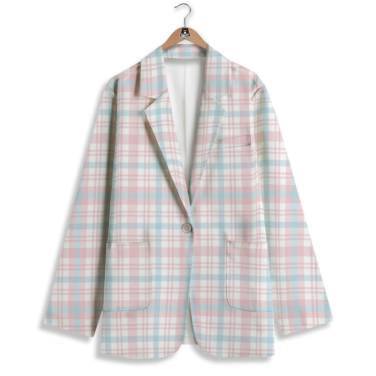 Madras Pastel Print Pattern Women's Blazer-grizzshop