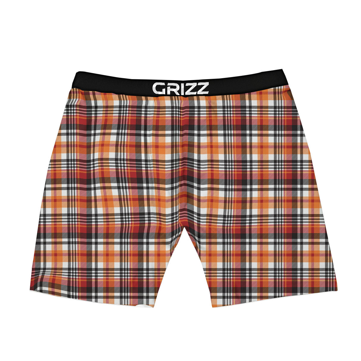 Madras Plaid Black And Orange Print Pattern Boxer Briefs-grizzshop