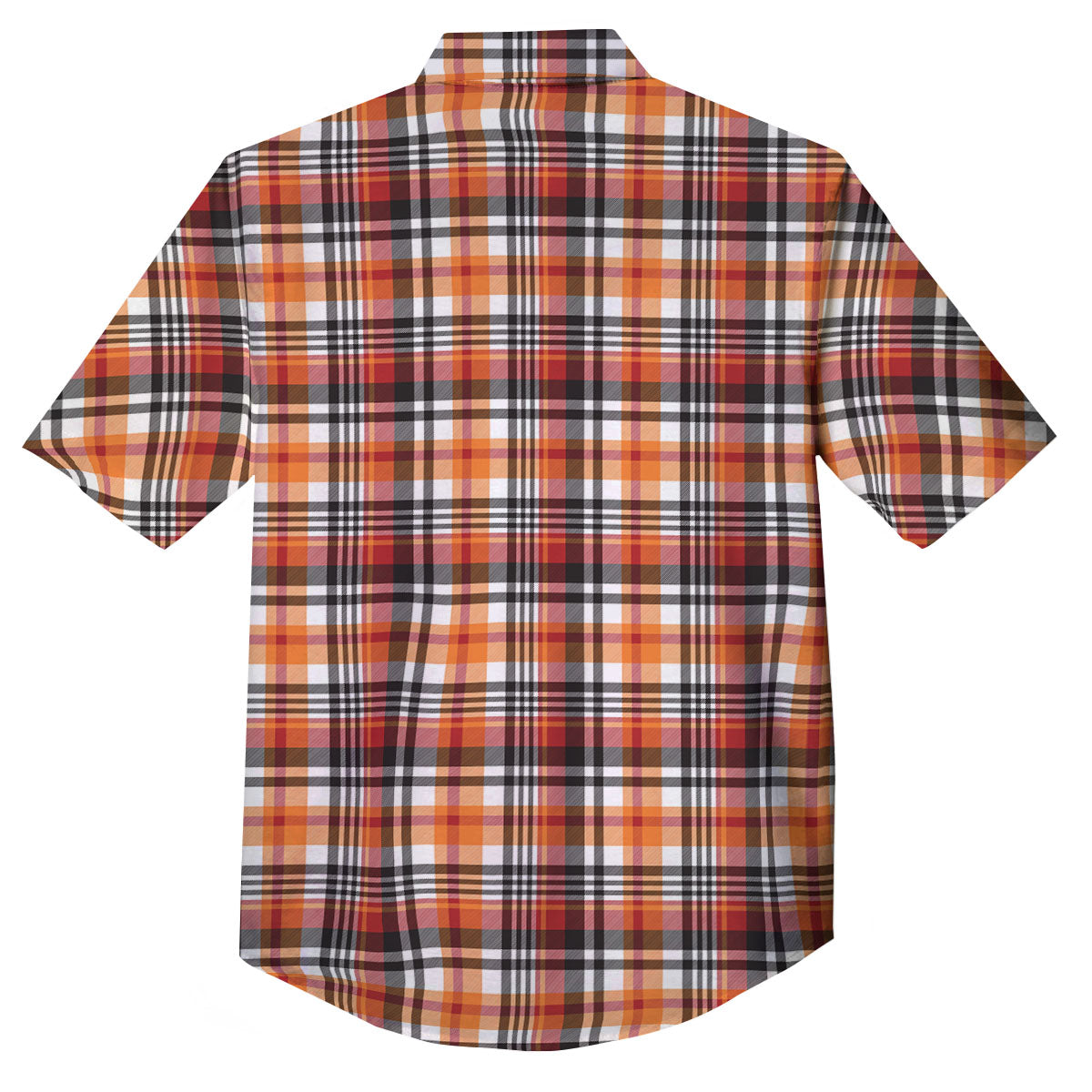 Madras Plaid Black And Orange Print Pattern Button Up Shirt-grizzshop