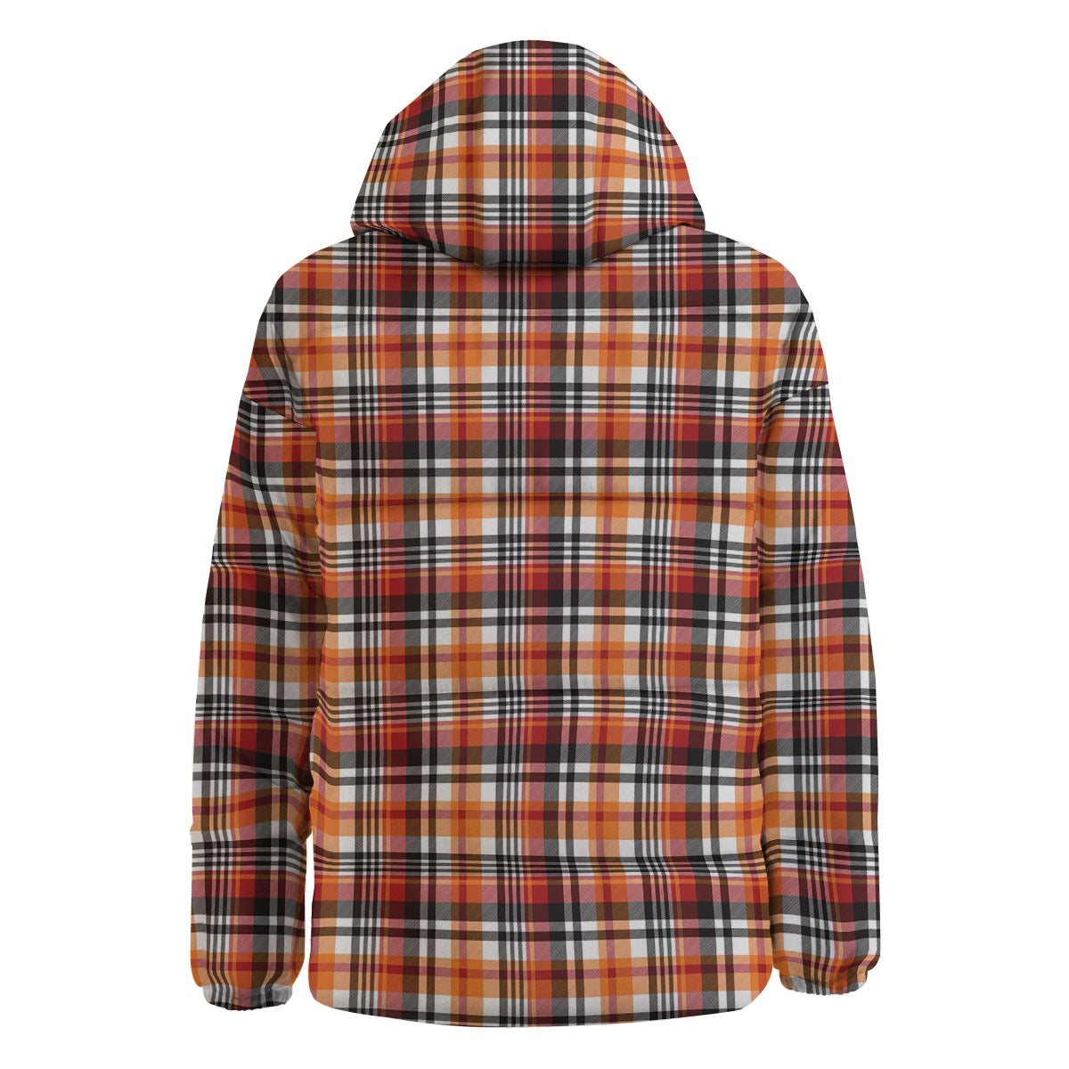 Madras Plaid Black And Orange Print Pattern Down Jacket-grizzshop