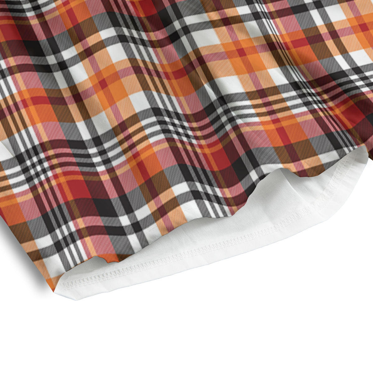 Madras Plaid Black And Orange Print Pattern Men's Athletic Shorts