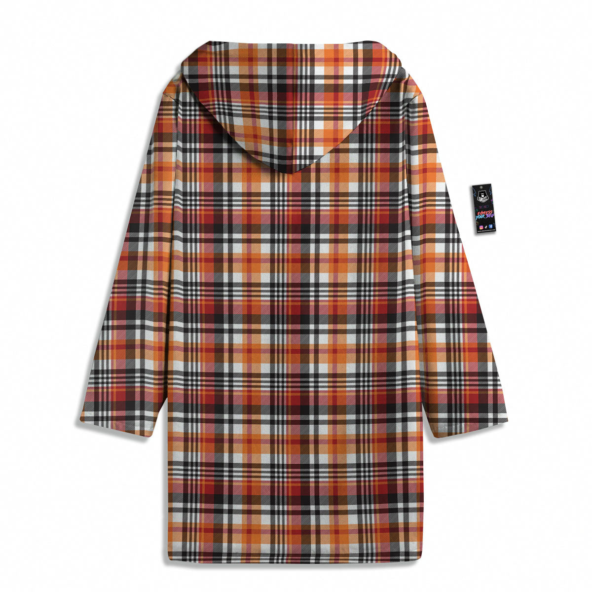 Madras Plaid Black And Orange Print Pattern Men's Windbreaker Jacket-grizzshop