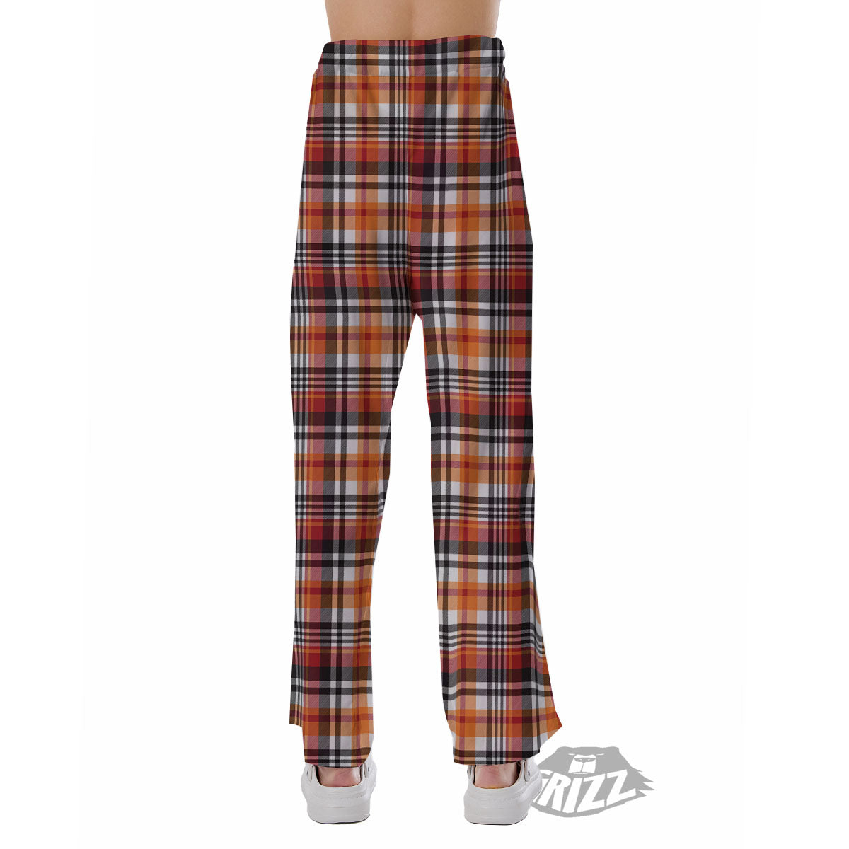Madras Plaid Black And Orange Print Pattern Pajama Pants-grizzshop