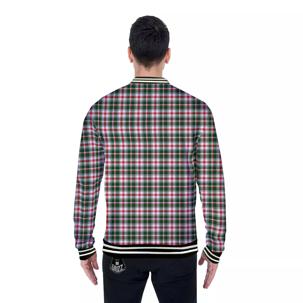 Madras Plaid Christmas Print Baseball Jacket-grizzshop