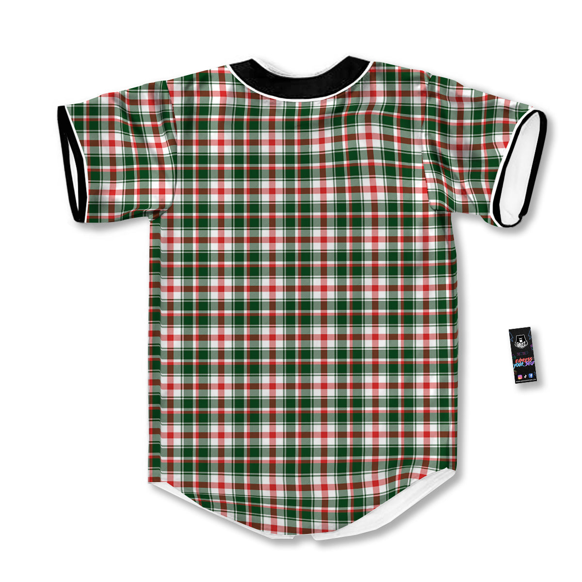 Madras Plaid Christmas Print Baseball Jersey-grizzshop