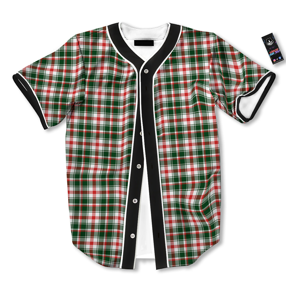 Madras Plaid Christmas Print Baseball Jersey-grizzshop