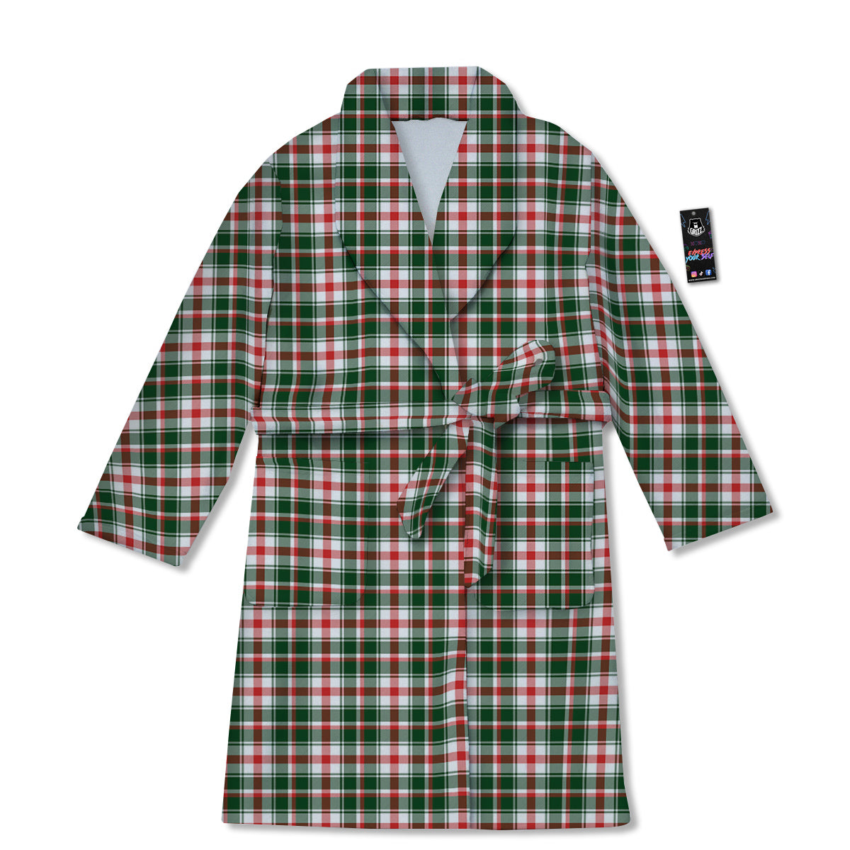 Madras Plaid Christmas Print Bathrobe-grizzshop