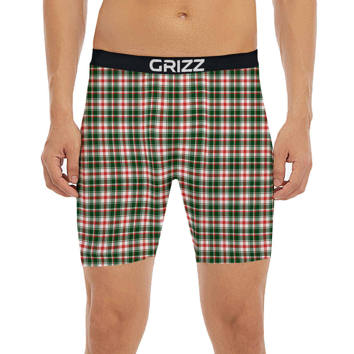 Madras Plaid Christmas Print Boxer Briefs-grizzshop