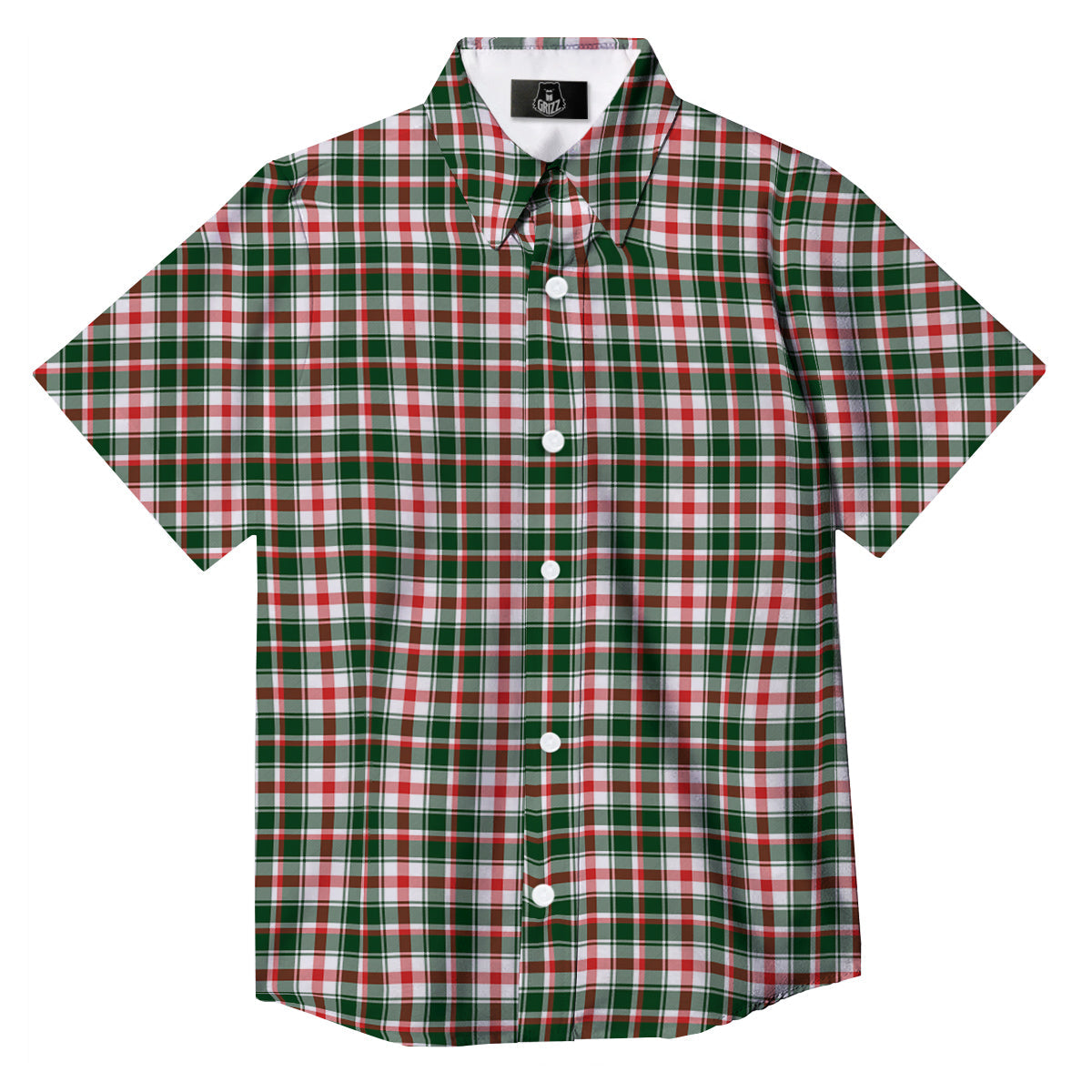 Madras Plaid Christmas Print Button Up Shirt-grizzshop